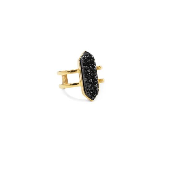 Retail $50‎ Kinsley Armelle Bangle Coll. Parvus Raven Quartz Ring*W/Velvet Pouch - Picture 1 of 3